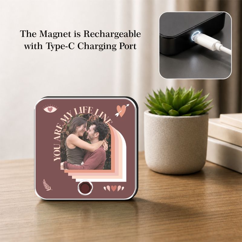 Customisable Musical Fridge Magnet with Photo, Song and Audio Message, Romantic Gift for Couples, Him or Her Memorable Photo Frame Home Decor Rechargeable Speaker